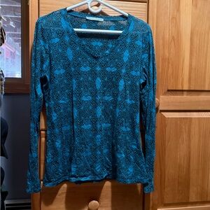 Maurices Teal Patterned Long Sleeve Top